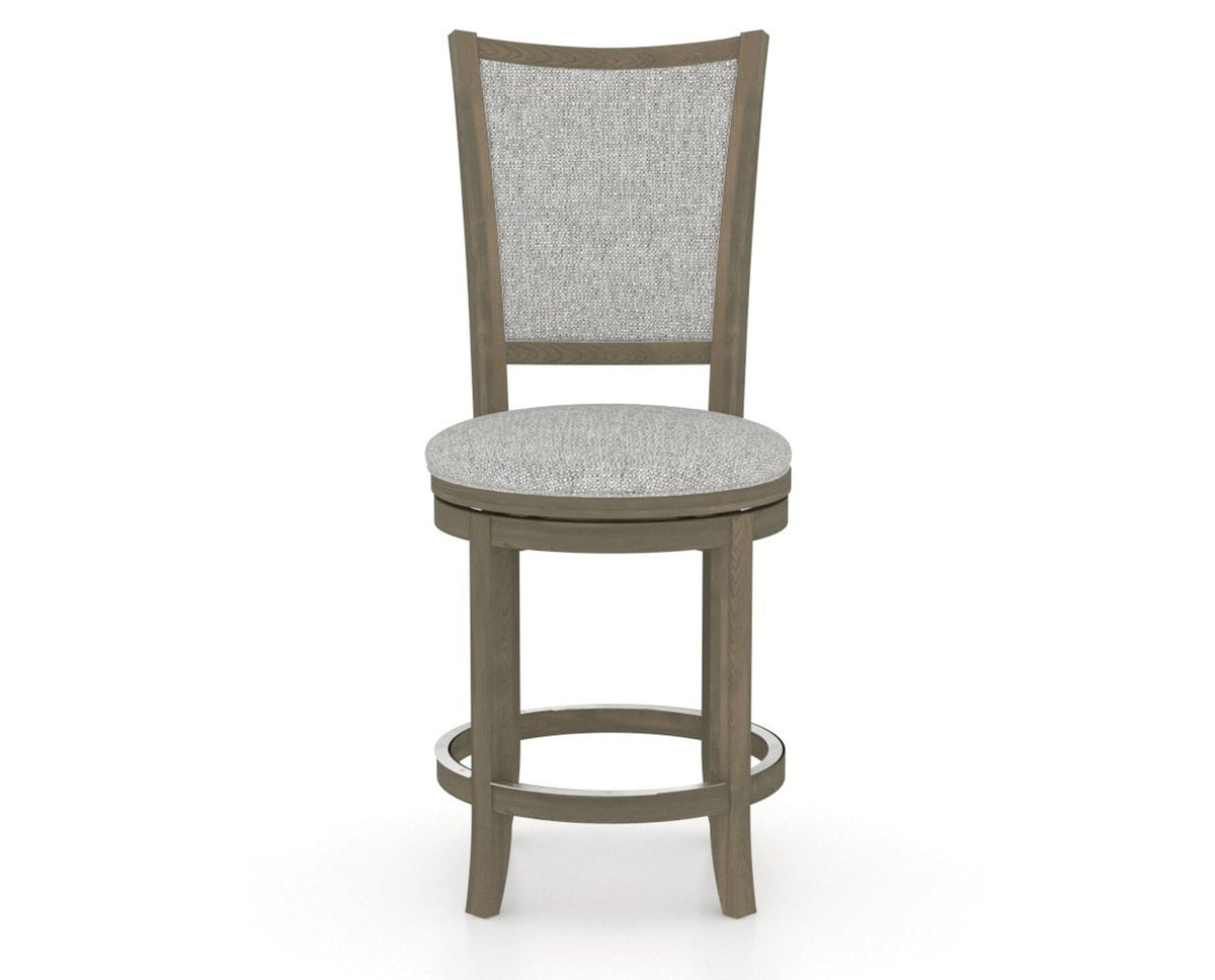 Canadel Upholstered Counter Stool 8003 in 7C Fabric and 08 Shadow and Swivel Base, front view