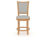 Canadel Upholstered Counter Stool 8003 in 7C Fabric and 20 Caramel Washed and Swivel Base, front view