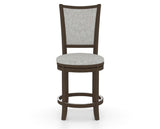 Canadel Upholstered Counter Stool 8003 in 7C Fabric and 29 Hazelnut Washed and Swivel Base, front view