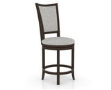 Canadel Upholstered Counter Stool 8003 in 7C Fabric and 59 Davy's Grey and Swivel Base, three-quarter view