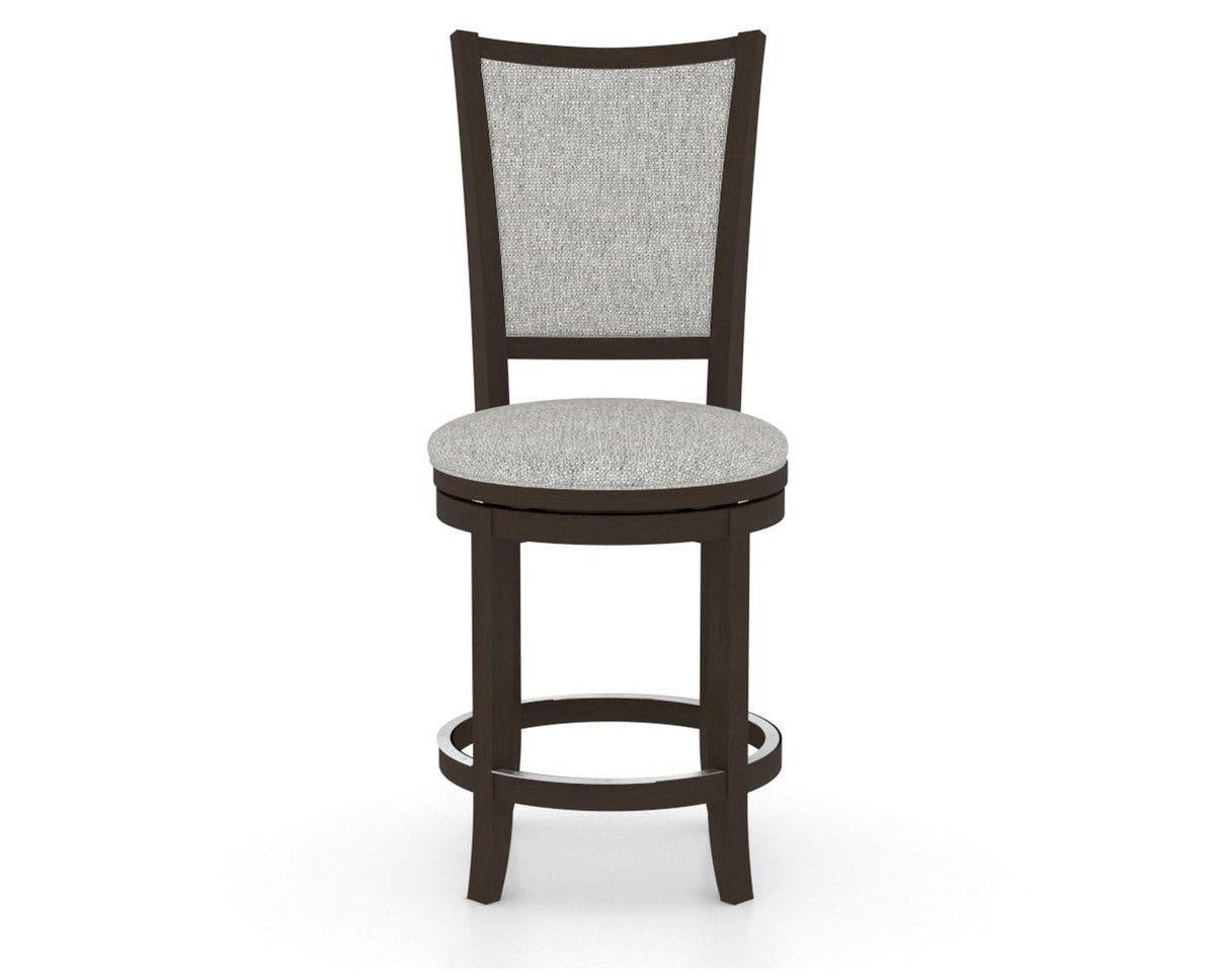 Canadel Upholstered Counter Stool 8003 in 7C Fabric and 59 Davy's Grey and Swivel Base, front view