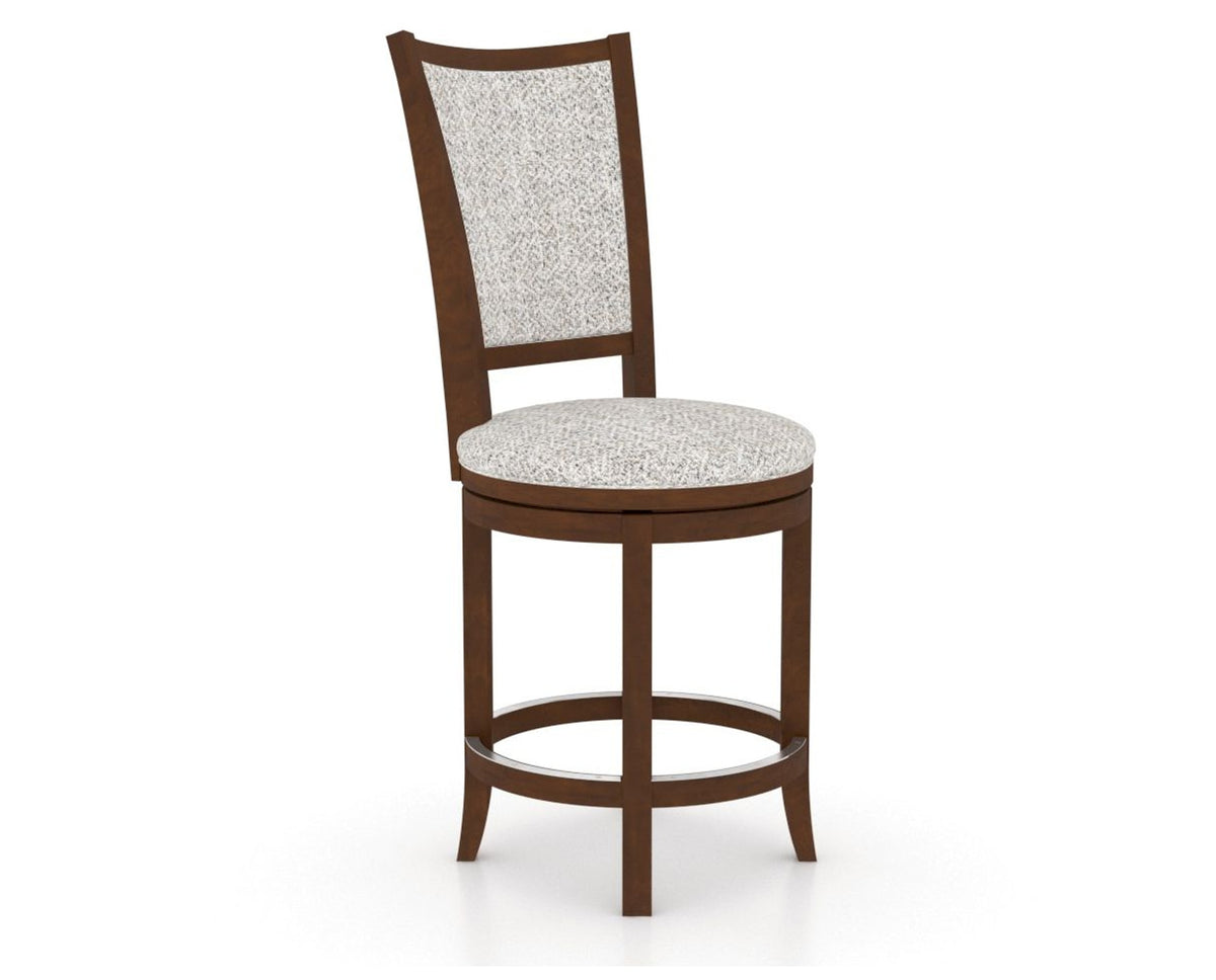 Canadel Upholstered Counter Stool 8003 in FP Crypton® and 19 Cognac Washed and Swivel Base, three-quarter view