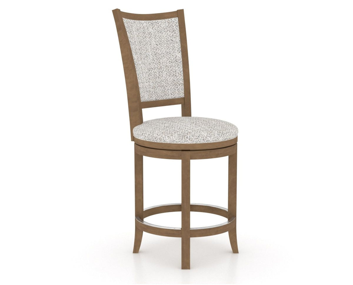 Canadel Upholstered Counter Stool 8003 in FP Crypton® and 25 Pecan Washed and Swivel Base, three-quarter view