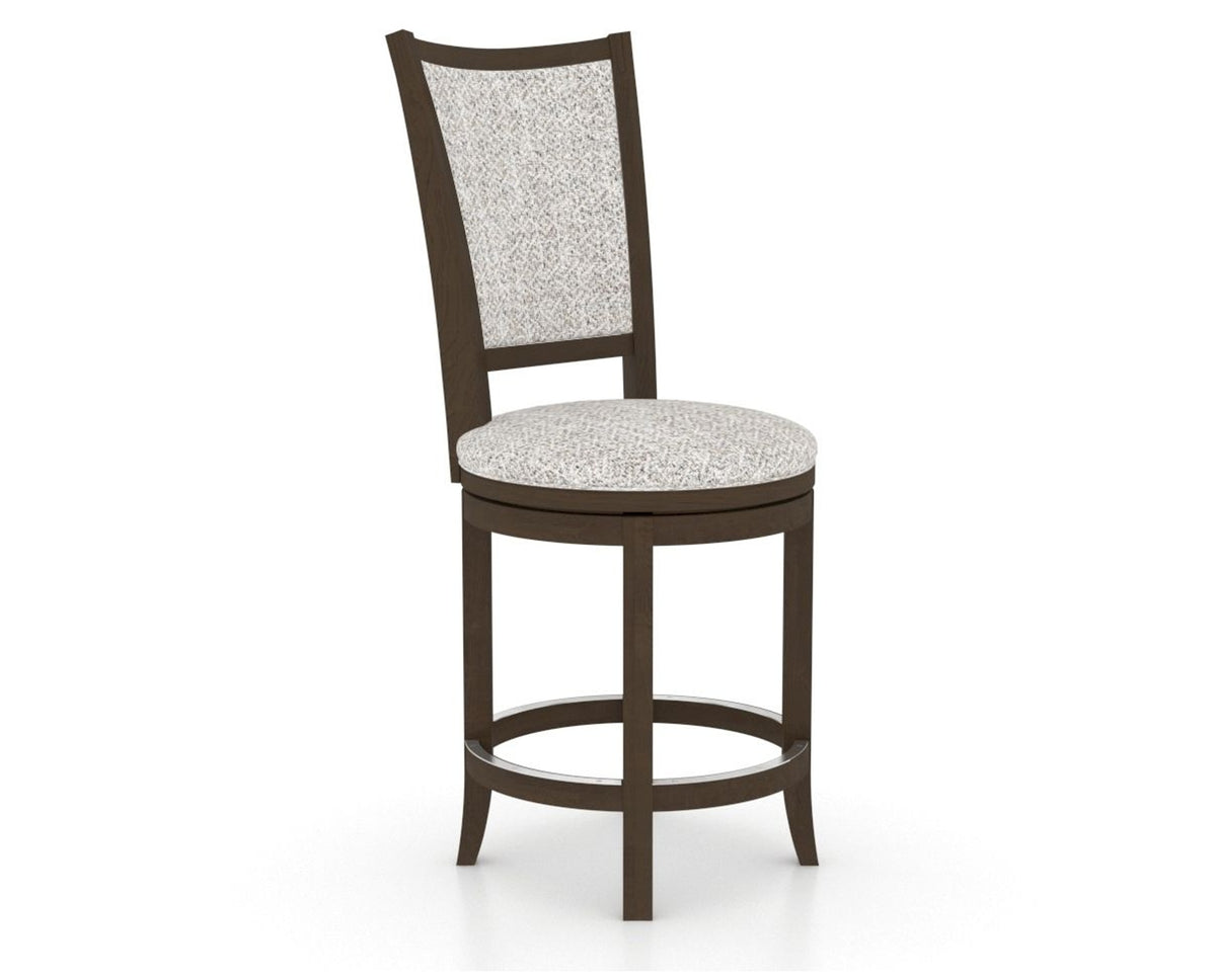 Canadel Upholstered Counter Stool 8003 in FP Crypton® and 29 Hazelnut Washed and Swivel Base, three-quarter view