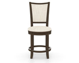 Canadel Upholstered Counter Stool 8003 in FT InsideOut® and 29 Hazelnut Washed and Swivel Base, front view