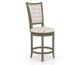 Canadel Upholstered Counter Stool 8003 in OZ Fabric and 08 Shadow and Swivel Base, three-quarter view
