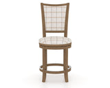 Canadel Upholstered Counter Stool 8003 in OZ Fabric and 25 Pecan Washed and Swivel Base, front view