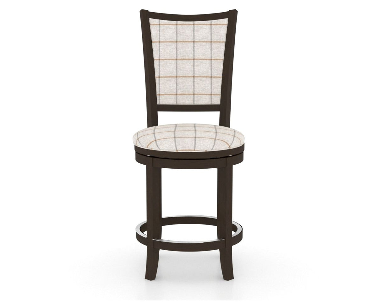 Canadel Upholstered Counter Stool 8003 in OZ Fabric and 59 Davy's Grey and Swivel Base, front view