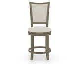 Canadel Upholstered Counter Stool 8003 in TB Fabric and 08 Shadow and Swivel Base, front view