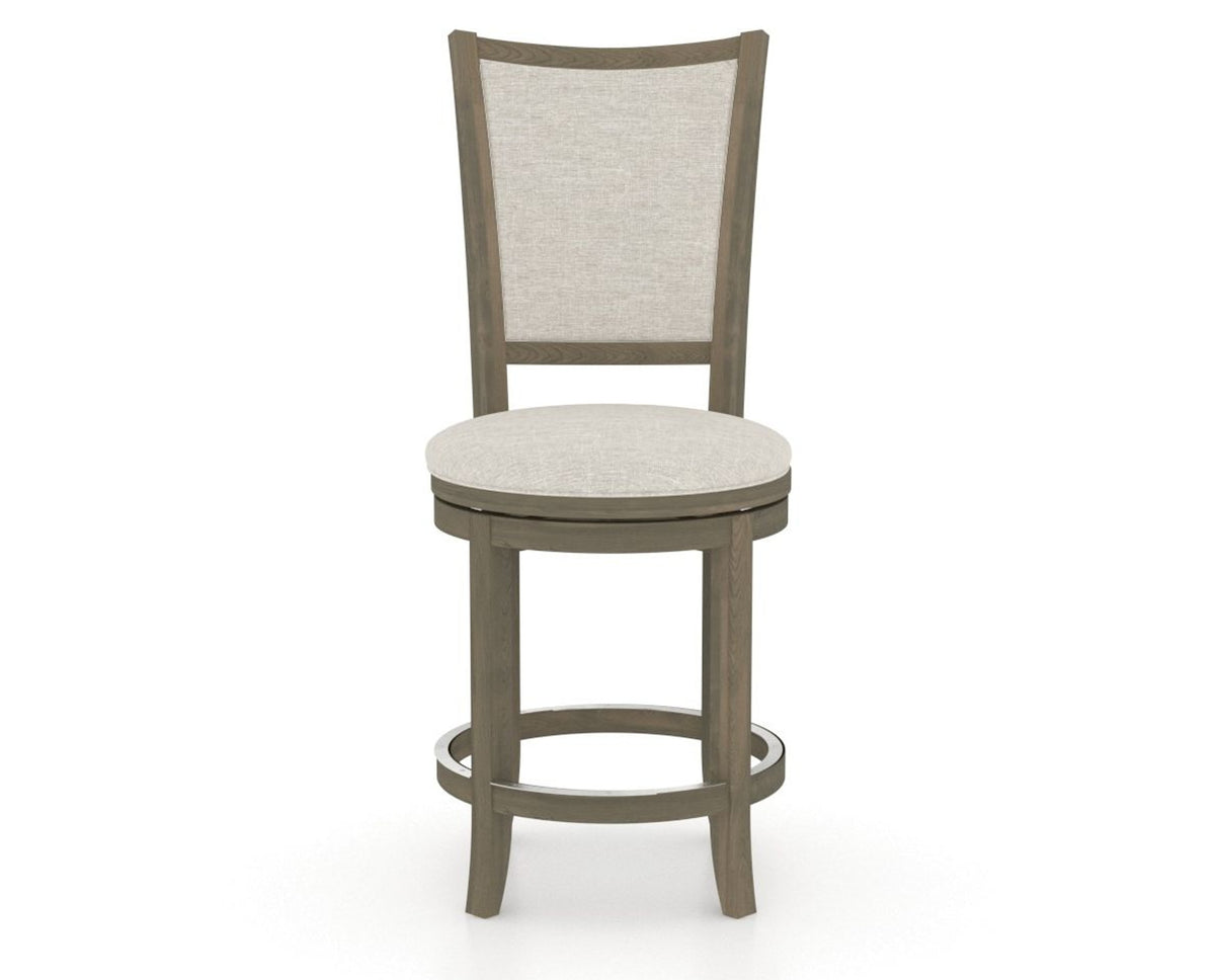 Canadel Upholstered Counter Stool 8003 in TB Fabric and 08 Shadow and Swivel Base, front view