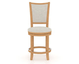 Canadel Upholstered Counter Stool 8003 in TB Fabric and 20 Caramel Washed and Swivel Base, front view