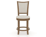 Canadel Upholstered Counter Stool 8003 in TB Fabric and 25 Pecan Washed and Swivel Base, front view