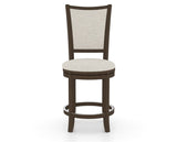 Canadel Upholstered Counter Stool 8003 in TB Fabric and 29 Hazelnut Washed and Swivel Base, front view
