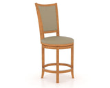 Canadel Upholstered Counter Stool 8003 in XY Faux Leather and 01 Honey Washed and Swivel Base, three-quarter view