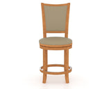 Canadel Upholstered Counter Stool 8003 in XY Faux Leather and 01 Honey Washed and Swivel Base, front view