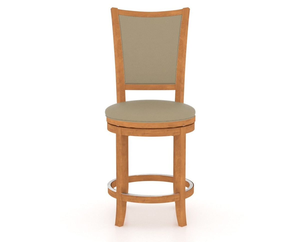 Canadel Upholstered Counter Stool 8003 in XY Faux Leather and 01 Honey Washed and Swivel Base, front view