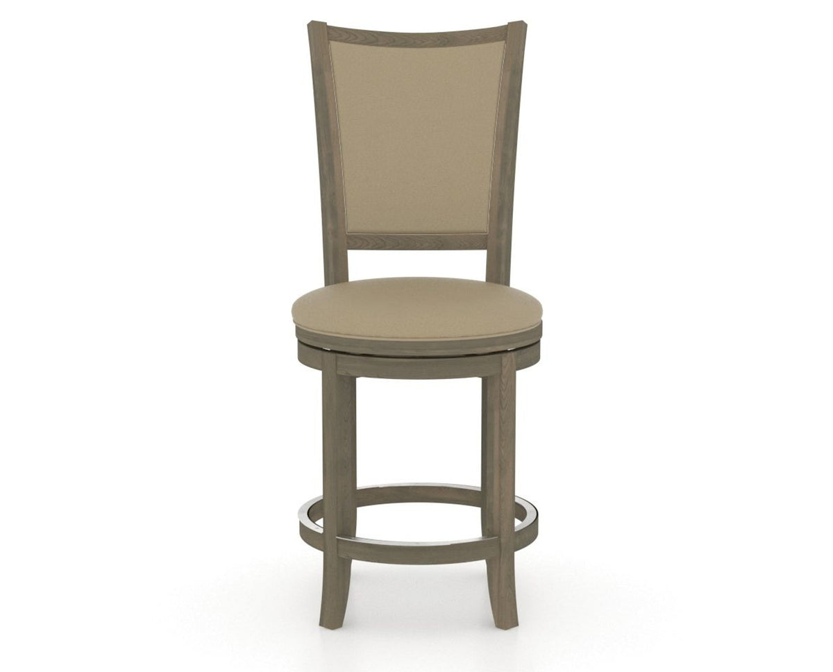Canadel Upholstered Counter Stool 8003 in XY Faux Leather and 08 Shadow and Swivel Base, front view