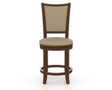 Canadel Upholstered Counter Stool 8003 in XY Faux Leather and 19 Cognac Washed and Swivel Base, front view