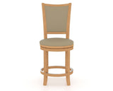 Canadel Upholstered Counter Stool 8003 in XY Faux Leather and 20 Caramel Washed and Swivel Base, front view
