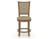 Canadel Upholstered Counter Stool 8003 in XY Faux Leather and 25 Pecan Washed and Swivel Base, front view