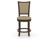 Canadel Upholstered Counter Stool 8003 in XY Faux Leather and 29 Hazelnut Washed and Swivel Base, front view