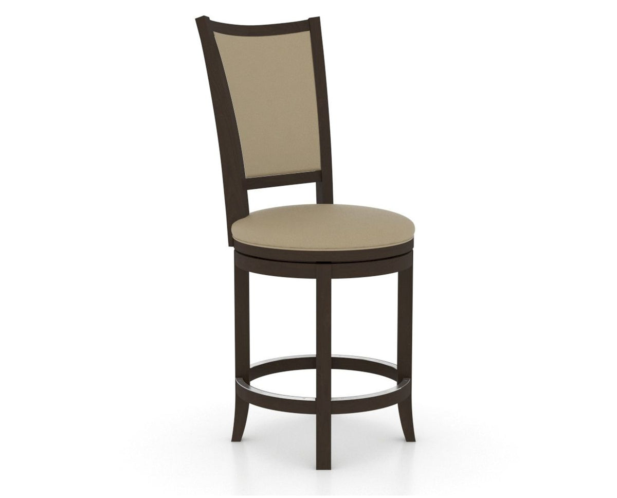 Canadel Upholstered Counter Stool 8003 in XY Faux Leather and 59 Davy's Grey and Swivel Base, three-quarter view