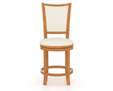 Canadel Upholstered Counter Stool 8003 in YJ Faux Leather and 01 Honey Washed and Swivel Base, front view