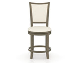 Canadel Upholstered Counter Stool 8003 in YJ Faux Leather and 08 Shadow and Swivel Base, front view