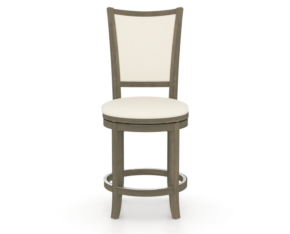 Canadel Upholstered Counter Stool 8003 in YJ Faux Leather and 08 Shadow and Swivel Base, front view