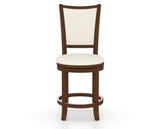 Canadel Upholstered Counter Stool 8003 in YJ Faux Leather and 19 Cognac Washed and Swivel Base, front view