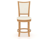 Canadel Upholstered Counter Stool 8003 in YJ Faux Leather and 20 Caramel Washed and Swivel Base, front view