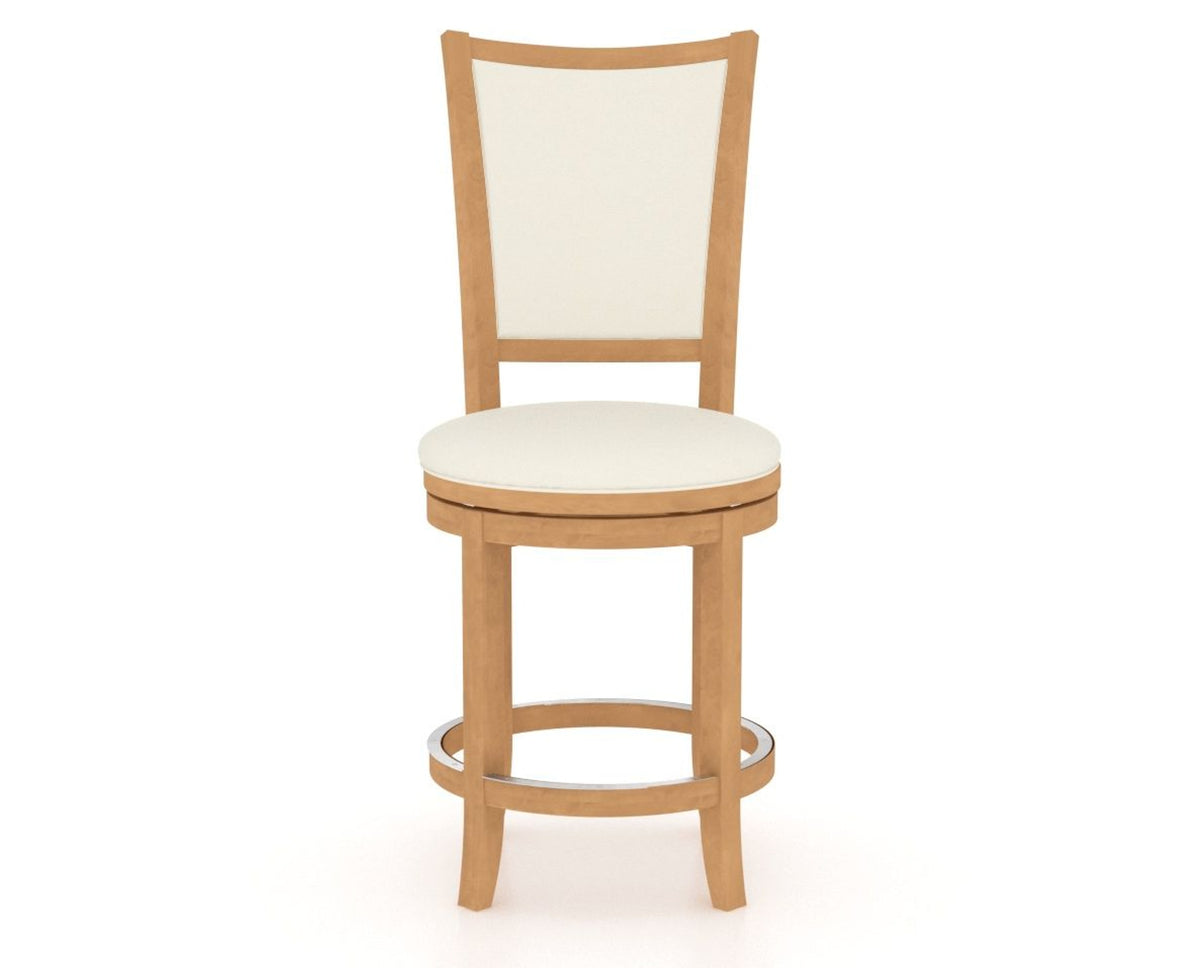 Canadel Upholstered Counter Stool 8003 in YJ Faux Leather and 20 Caramel Washed and Swivel Base, front view