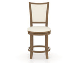 Canadel Upholstered Counter Stool 8003 in YJ Faux Leather and 25 Pecan Washed and Swivel Base, front view