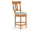 Canadel Upholstered Counter Stool 8100 in 7C Fabric and 01 Honey Washed and Swivel Base, three-quarter view