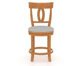 Canadel Upholstered Counter Stool 8100 in 7C Fabric and 01 Honey Washed and Swivel Base, front view