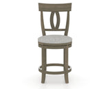 Canadel Upholstered Counter Stool 8100 in 7C Fabric and 08 Shadow and Swivel Base, front view