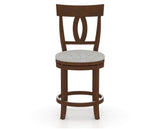 Canadel Upholstered Counter Stool 8100 in 7C Fabric and 19 Cognac Washed and Swivel Base, front view