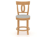Canadel Upholstered Counter Stool 8100 in 7C Fabric and 20 Caramel Washed and Swivel Base, front view