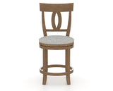 Canadel Upholstered Counter Stool 8100 in 7C Fabric and 25 Pecan Washed and Swivel Base, front view