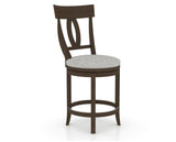 Canadel Upholstered Counter Stool 8100 in 7C Fabric and 29 Hazelnut Washed and Swivel Base, three-quarter view