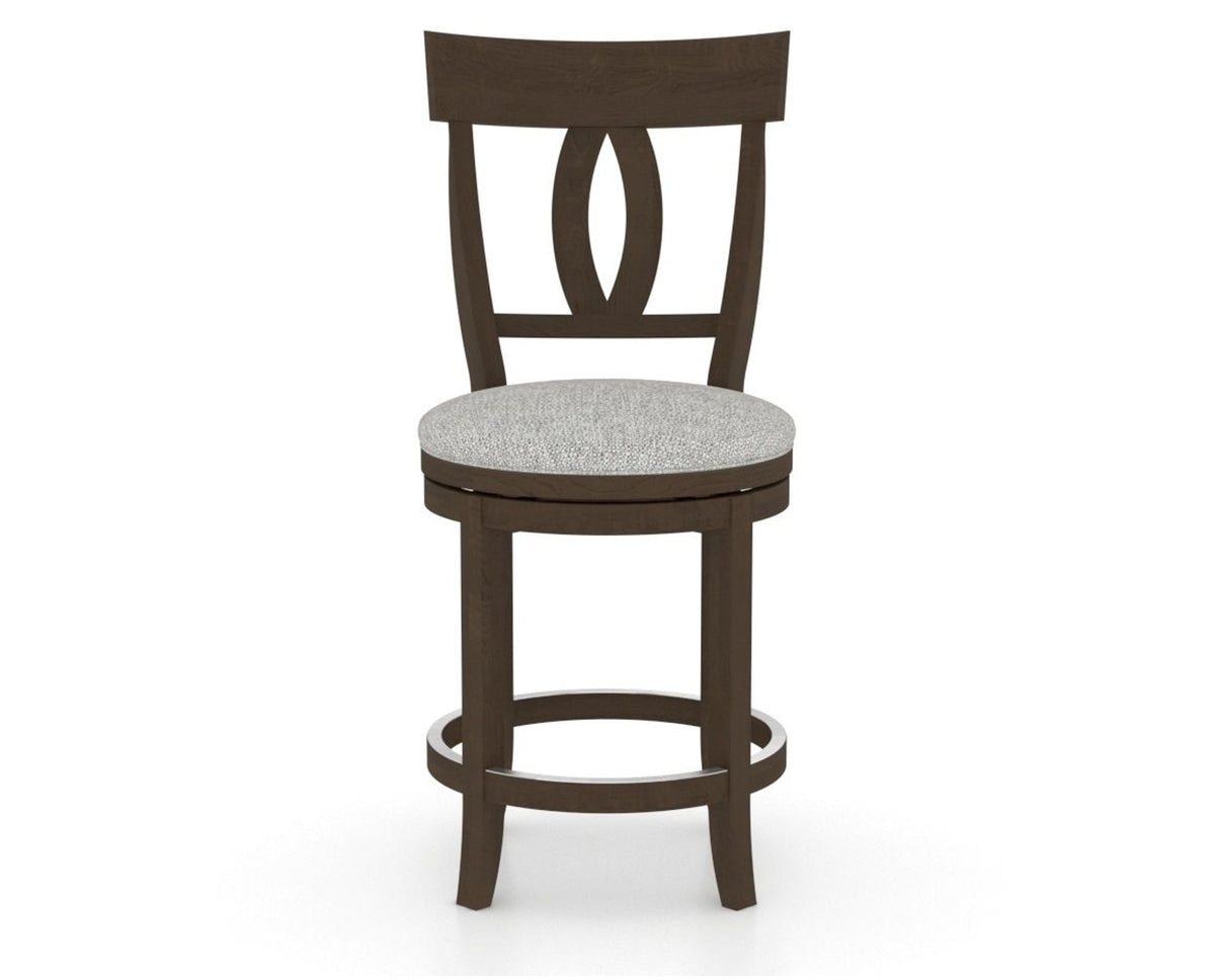 Canadel Upholstered Counter Stool 8100 in 7C Fabric and 29 Hazelnut Washed and Swivel Base, front view