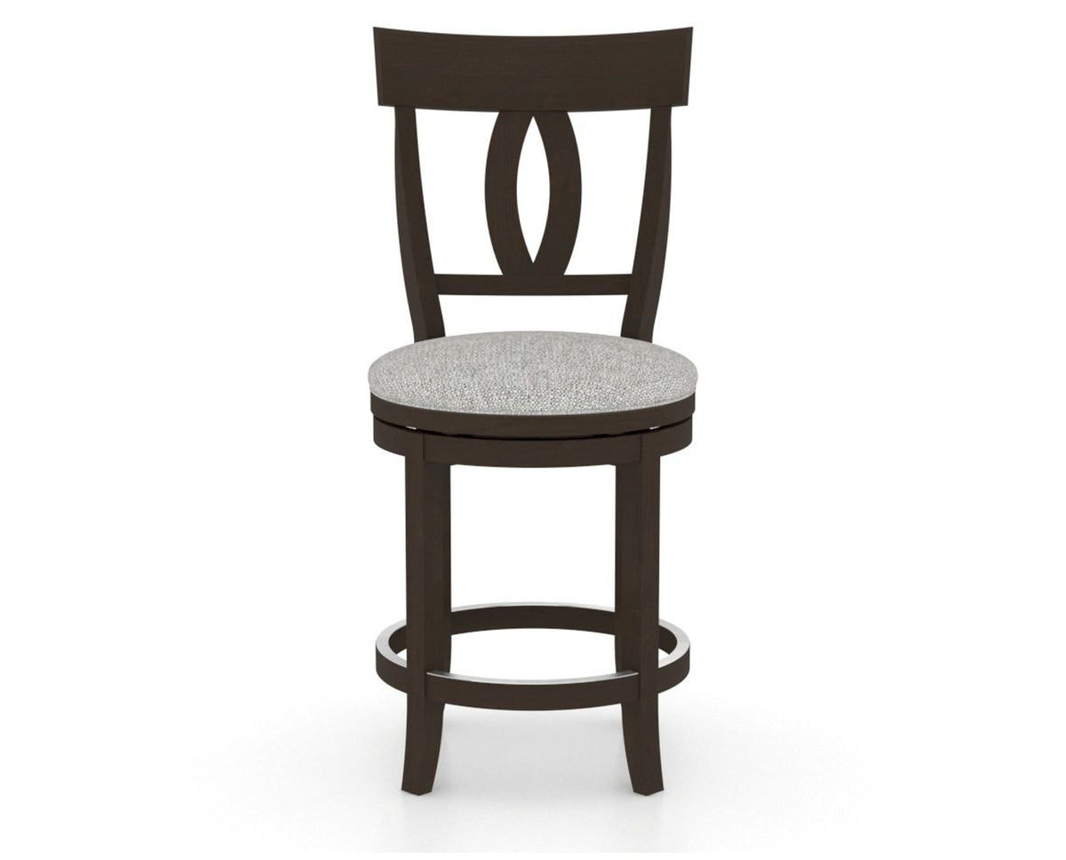 Canadel Upholstered Counter Stool 8100 in 7C Fabric and 59 Davy's Grey and Swivel Base, front view