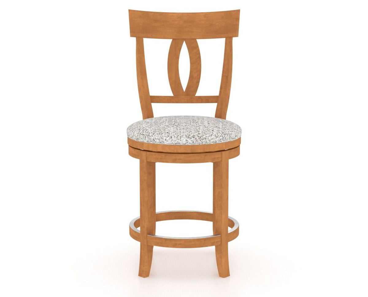 Canadel Upholstered Counter Stool 8100 in FP Crypton® and 01 Honey Washed and Swivel Base, front view