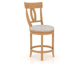 Canadel Upholstered Counter Stool 8100 in FP Crypton® and 20 Caramel Washed and Swivel Base, three-quarter view