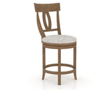 Canadel Upholstered Counter Stool 8100 in FP Crypton® and 25 Pecan Washed and Swivel Base, three-quarter view