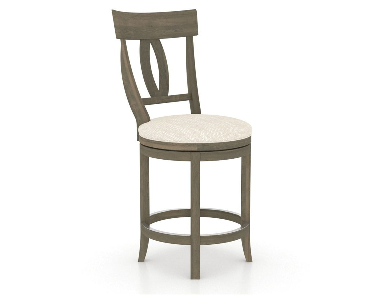 Canadel Upholstered Counter Stool 8100 in FT InsideOut® and 08 Shadow and Swivel Base, three-quarter view