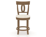 Canadel Upholstered Counter Stool 8100 in FT InsideOut® and 25 Pecan Washed and Swivel Base, front view