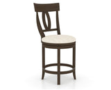 Canadel Upholstered Counter Stool 8100 in FT InsideOut® and 29 Hazelnut Washed and Swivel Base, three-quarter view