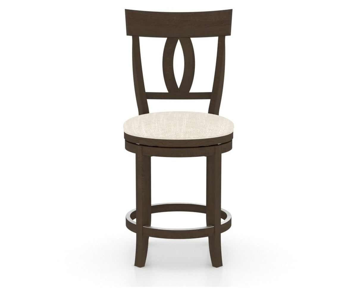 Canadel Upholstered Counter Stool 8100 in FT InsideOut® and 29 Hazelnut Washed and Swivel Base, front view