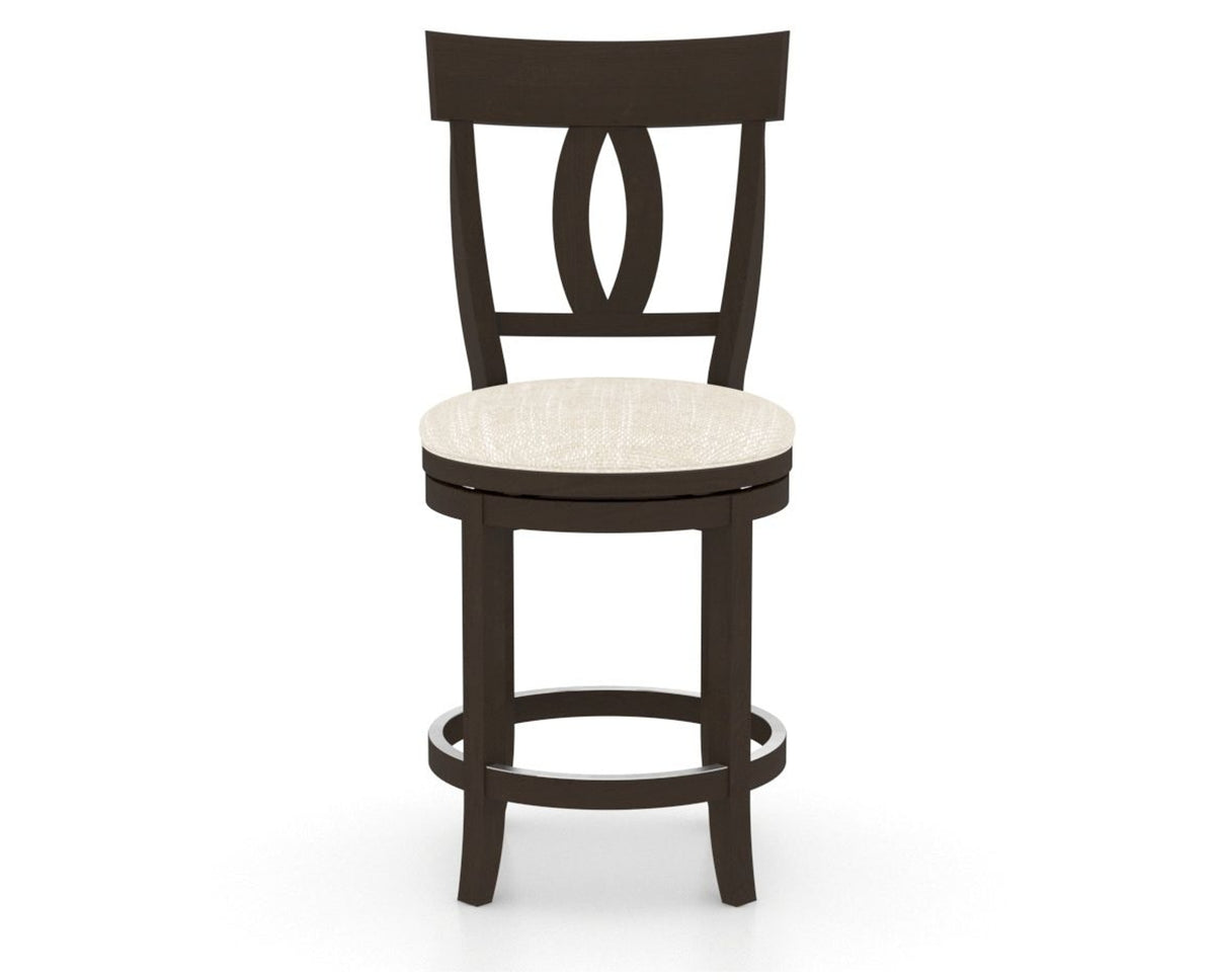 Canadel Upholstered Counter Stool 8100 in FT InsideOut® and 59 Davy's Grey and Swivel Base, front view